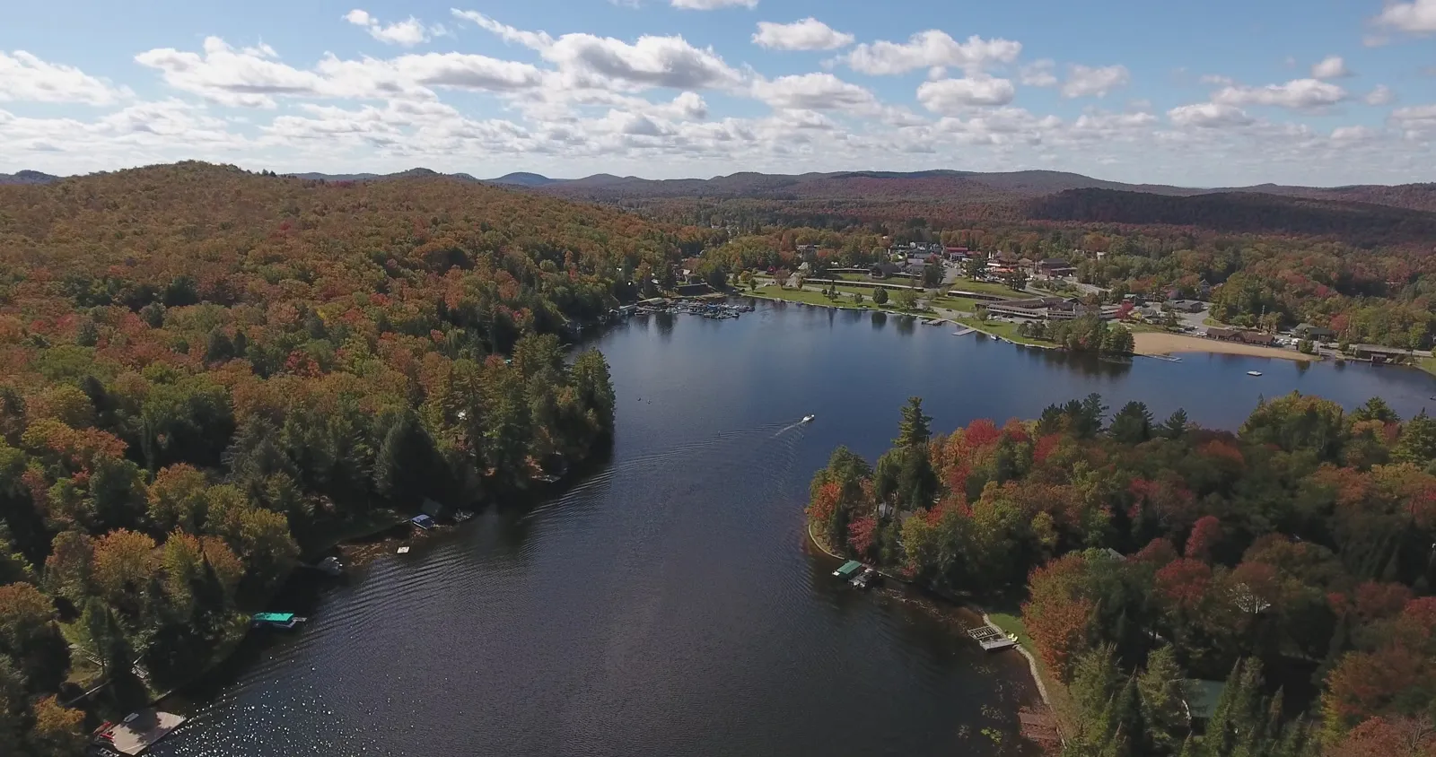 Old Forge Pond and the village waterfront from the air