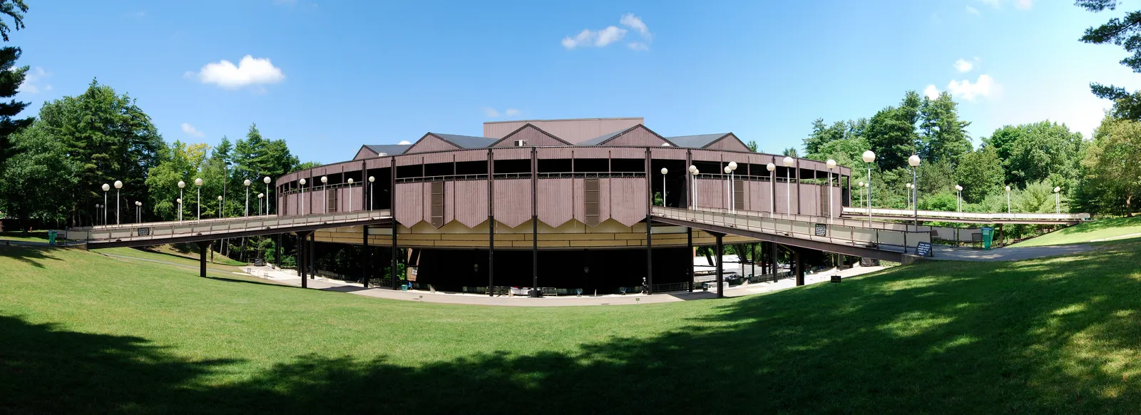 The Saratoga Performing Arts Center amphitheatre from the lawn in Saratoga Spa State Park