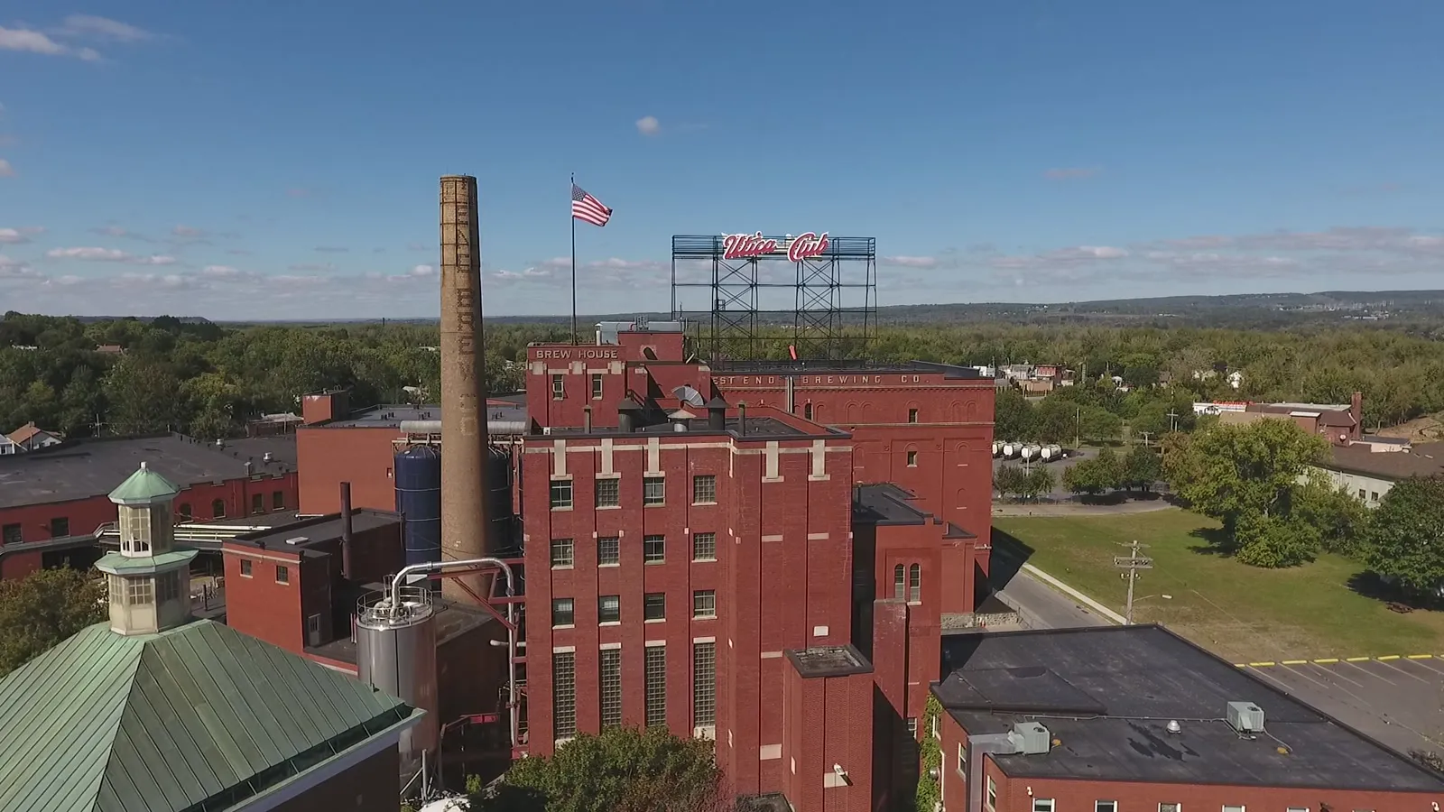 The F.X. Matt brew house with the Utica Club rooftop sign