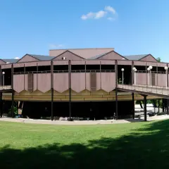 The Saratoga Performing Arts Center amphitheater from the lawn in Saratoga Spa State Park